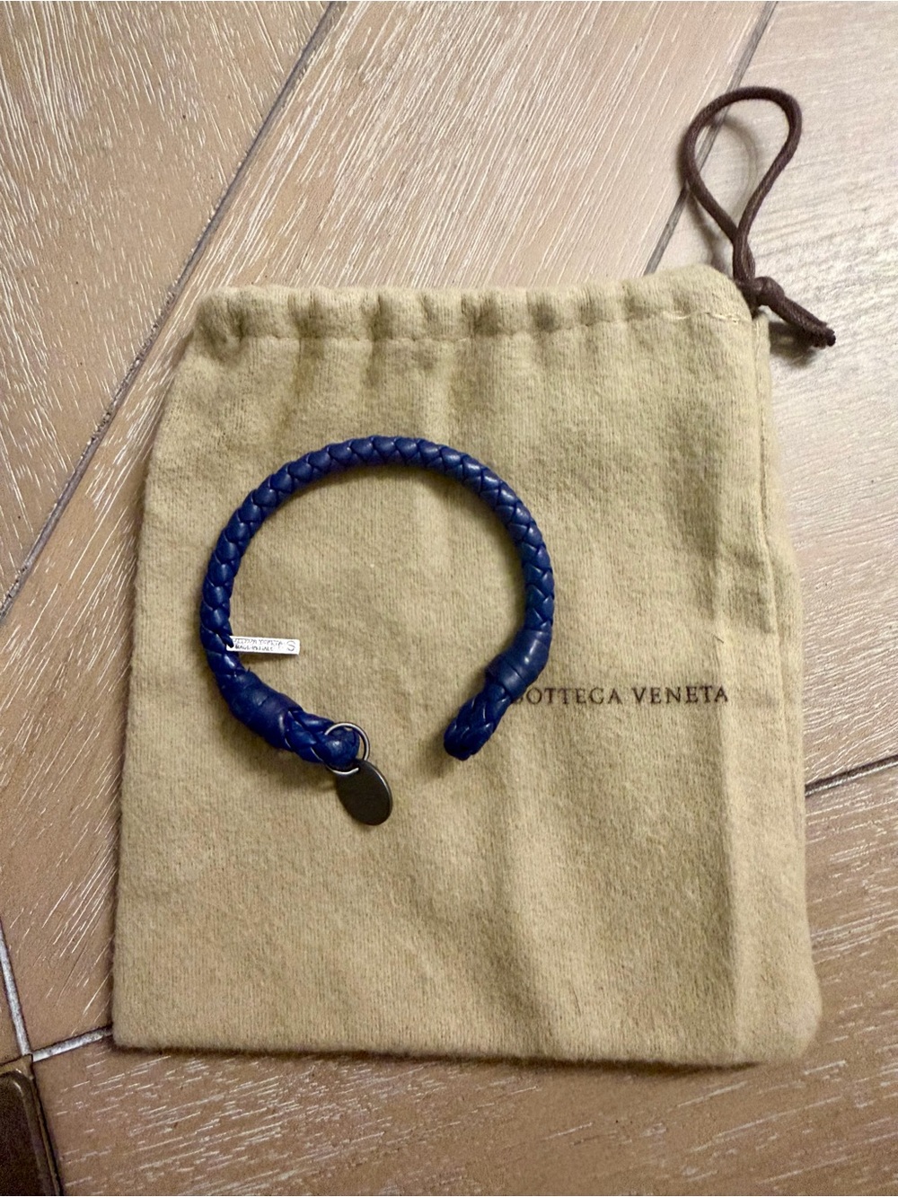 Bottega Veneta Navy Intrecciato Braided Leather Bracelet with Tag